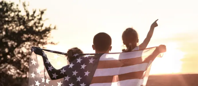Kids with American flag